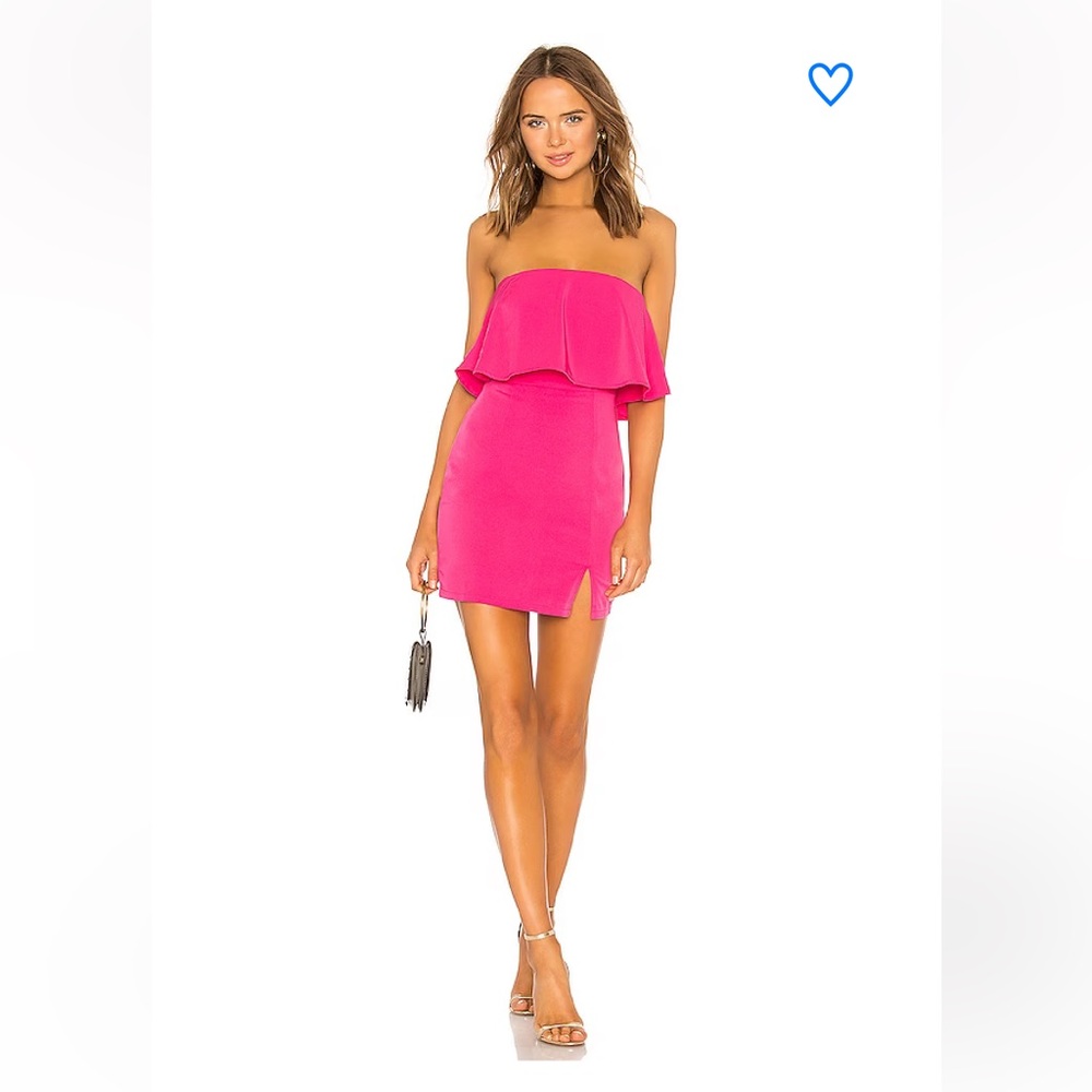 Superdown Catalina Hot Pink Ruffle Tube Top Mini Dress NWT